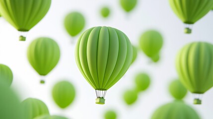 Playful Scene of Green Hot Air Balloons in Sky