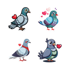 Fototapeta premium Valentine’s Day Love pigeon vector bundle offers versatile designs for all your needs! Includes charming illustrations and clipart perfect for digital and print projects.
