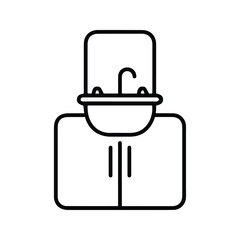 Washbasin icon. Hand washing facilities. Elements For Bathrooms. Customizable thin line illustration. Editable stroke.