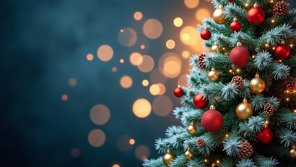 Vibrant festive holiday with decorated Christmas tree