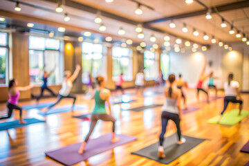 Yoga pilates class and gym Blurred background