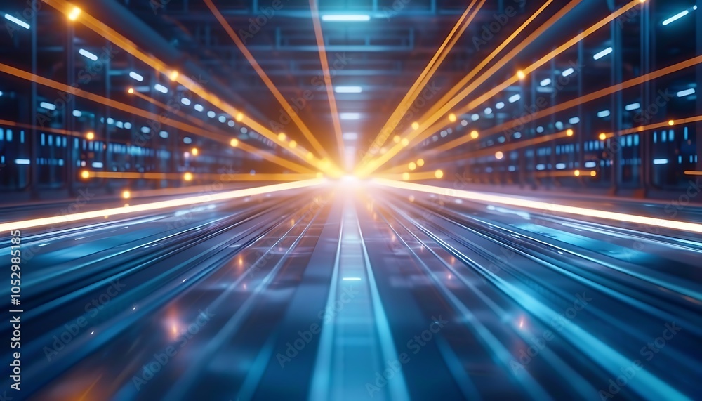 Aufkleber futuristic factory floor where robotic arms and autonomous drones optimize industrial production