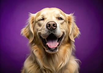 Golden Retriever Silhouette Studio Portrait with Purple Background