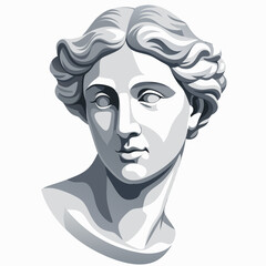 Classical Greek Statue of Venus in Monochrome Vector Art – Perfect for Design and Illustration Projects. Gypsum copy of ancient statue Venus head isolated. 