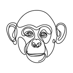 one line drawing monkey head animal wild nature vector illustration template design