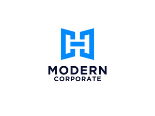 Fototapeta premium Simple Initial Letter H Logo. Shape Geometric Style isolated on White Background. Usable for Business and Branding Logos.