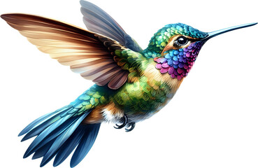 Obraz premium Vibrant Hummingbird in Flight, Transparent background 
