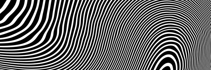 Abstract black and white tripped lines. Folding lines background