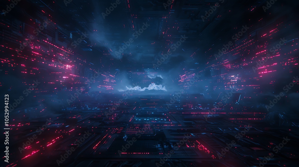 Poster futuristic industrial facility where ai systems control robotic production lines and real-time data 