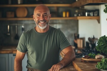 Smiling Mature Man in Kitchen