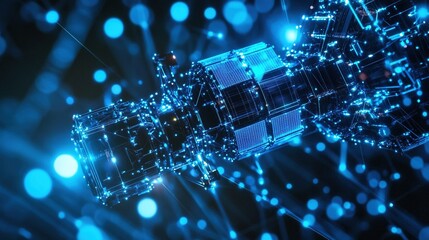 Obraz premium Futuristic Satellite Network Technology Abstract Background