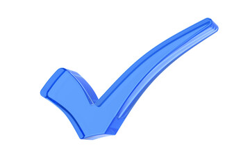 Transparent check mark sign on white background. Isolated 3D illustration
