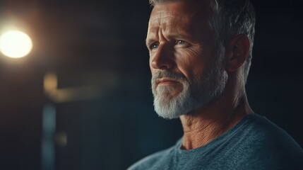 Fototapeta premium Thoughtful Mature Man with Beard