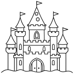 Fototapeta premium Fairy tale castle vector art coloring page illustration coloring book design 