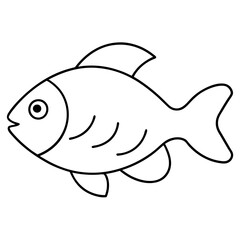 Obraz premium Fish in water with aquatic plants vector art coloring page illustration coloring book design 