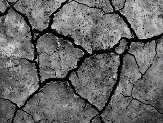 Obraz premium A close-up image of cracked, dry soil illustrating arid conditions and environmental change.
