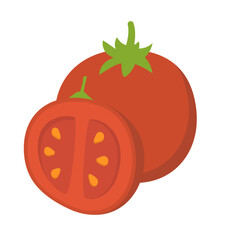 Illustration of Fresh Tomatoes and Sliced Piece