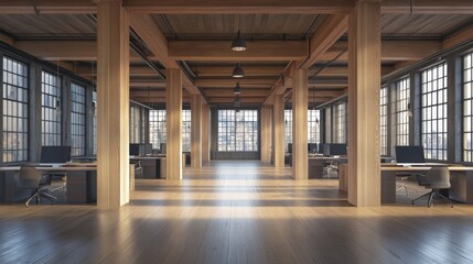 Fototapeta premium Modern Office Interior with Abundant Natural Light