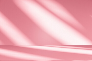 Wall interior background, studio and backdrops show products.with shadow from window color pink background for text insertion and presentation product