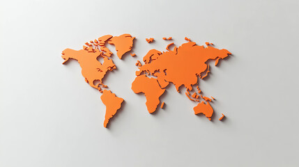 A stylized orange world map displayed on a light background, highlighting global connections and...