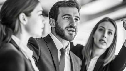 Professional Team Discussing Ideas in Office Setting