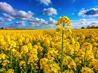 Obraz premium Vibrant Canola Yellow Flowers in a Lush Rapeseed Field Ideal for Website Background or Wallpaper