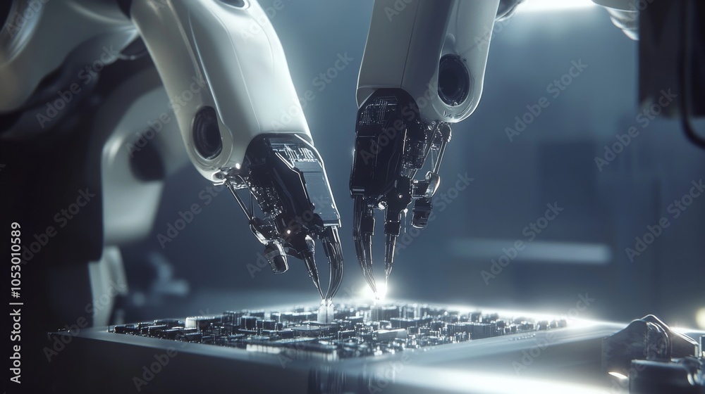 Poster advanced robots working on circuit board technology