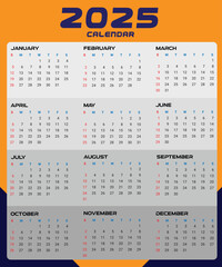 2025 happy New year corporate calendar design
