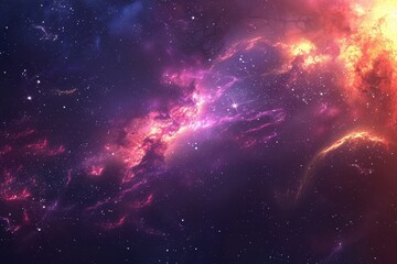 Glowing Purple and Orange Nebula with Stars