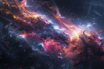Colorful and vibrant space nebula with glowing gas clouds and bright stars