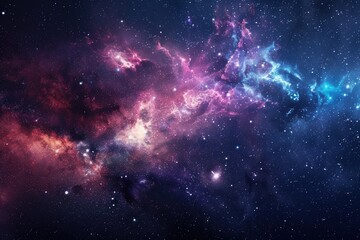 Colorful and vivid space nebula with bright stars