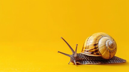 A snail on a yellow background.
