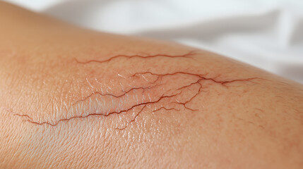 Fototapeta premium Varicose veins visible on skin surface, highlighting vascular condition