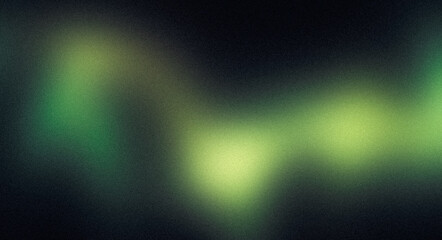 Green abstract glowing spotlight colors grainy backdrop. Light leaks with flowing colors grainy gradient texture, wave shaped, noise texture, website header, banner, poster, cover