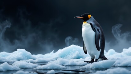 Fototapeta premium King Penguin Standing on Iceberg in Antarctica