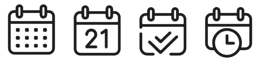 Calendar Icon collection. Set of calendar symbols. Meeting Deadlines icon. Time management .Appointment schedule flat icon icon, calendar icon, calendar symbols, calendar vector, meeting icon, deadlin