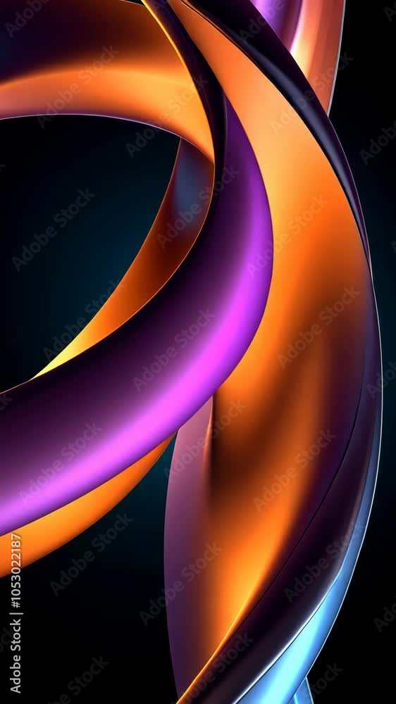 Poster abstract intertwined colorful ribbons on black background. modern art and design concept