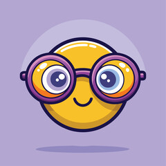 Cute Cartoon Glasses Icon - Round Frames on Pastel Purple Background