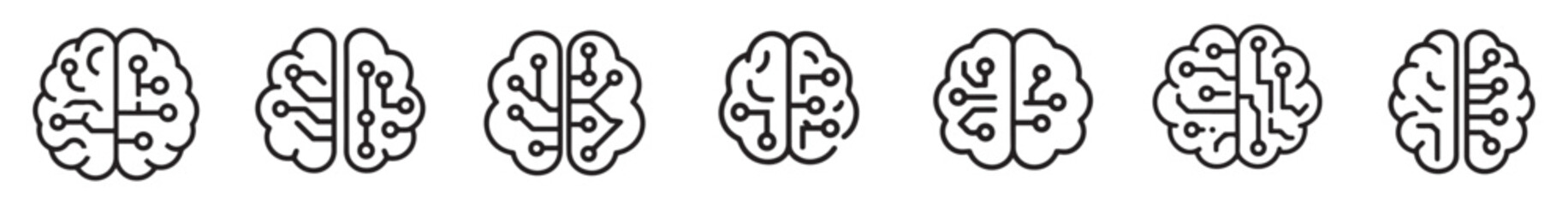 Brain-circuit interface icon, brain-circuit icon, brain interface icon, brain technology, brain circuit vector, neural network icon, AI brain icon