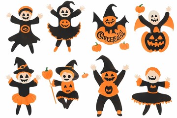Spooky Halloween Children in Costumes