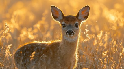 Fototapeta premium Fawn in golden sunset light