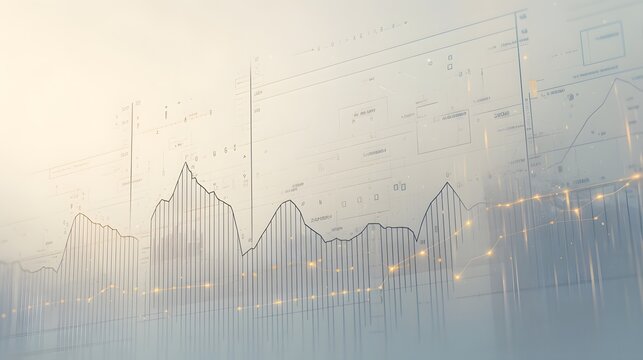 Abstract Financial Charts with Golden Lights. Illustration background for presentation and wallpaper