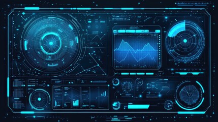 Fototapeta premium Futuristic Dashboard with Data Charts and Digital Elements