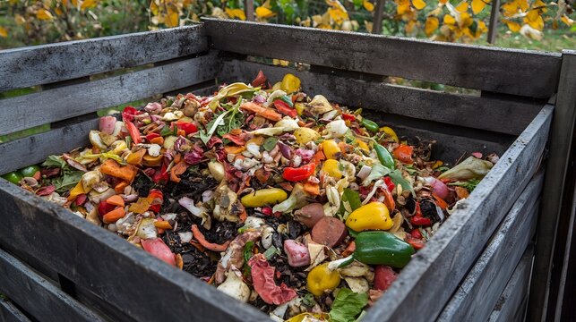 Composting food scraps in a kitchen, reducing the amount of waste sent to landfills