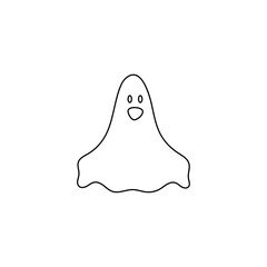 cute monster with emotions autumn holiday halloween spooky spirit flying outline ghost poster or banner vector illustration