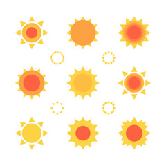 set of sun icons summer symbol logo vector