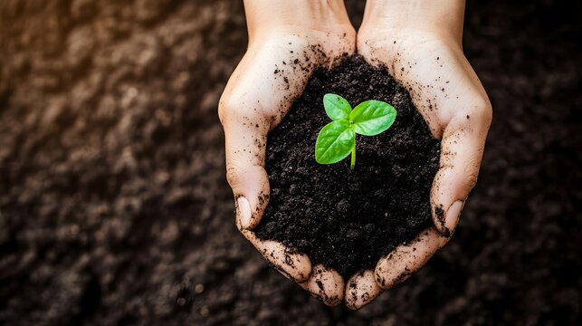 Organic farming practices with crops grown in nutrient-rich composted soil