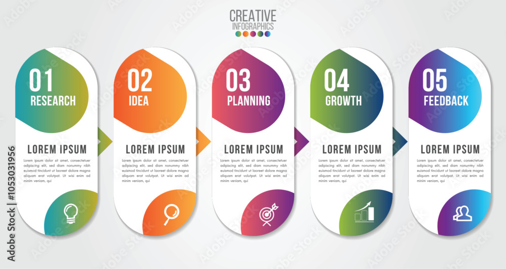 Poster business infographic design template with icons and 5 numbers options or steps. can be used for proc
