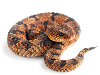 Obraz premium coiled brown death adder with distinct scales