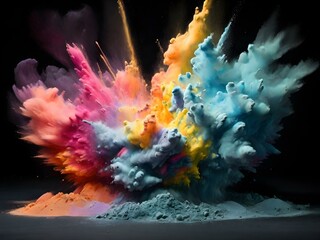 colorful powder explosion on black background